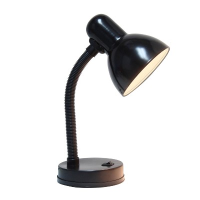 14.25" Black Adjustable Metal Desk Lamp with LED Bulb