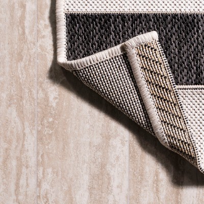 Classic Wide Stripe Black and Cream 8' x 10' Synthetic Area Rug