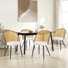Bekrvio Mid-Century Modern Rattan Dining Chairs Set of 2/4,PU leather/Boucle Upholstered Kitchen Chairs with Cane Back and Metal Leqs for Dining Room - 4 of 4