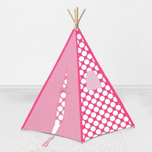Bacati - Mix N Match Pink Chevron/Dots Play Tent for Kids/Toddlers, 100% Cotton Percale Fabric Cover - 1 of 4