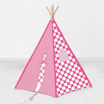 Bacati - Mix N Match Pink Chevron/Dots Play Tent for Kids/Toddlers, 100% Cotton Percale Fabric Cover