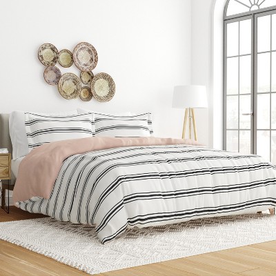 Stripe Pattern Premium Ultra Soft 3pc Duvet Cover & Shams Set, Easy ...