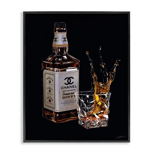 Stupell Industries Splashing Liqueur Glam Whiskey Bottle Framed Giclee Art, Black, 24" x 30" - 1 of 4