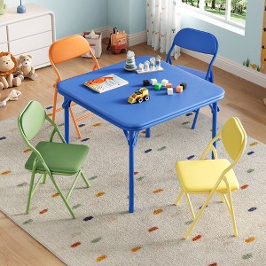 3 Piece Folding Kids Table and Chairs Set, Children Activity Table and Chairs Set for Dining Room, Daycare, Classrooms - 1 of 4