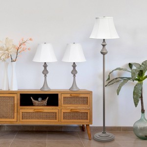 3pc Perennial Homely Traditional Valletta Metal Lamp Set with Empire Fabric Shade - Lalia Home - 1 of 4