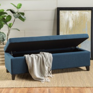 Fabric Storage Ottoman Bench,Storage Bedroom Bench With Solid Birch Legs,Storage Ottoman For Living Room, Upholstered Lounge Bench-Cuddlewood - 1 of 4