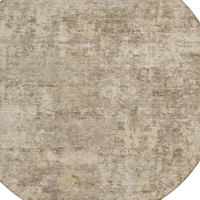 HomeRoots 8' Taupe And Beige Round Abstract Washable Indoor Outdoor Area Rug