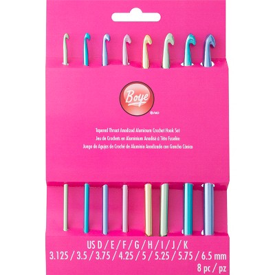Boye Aluminum Crochet Hook Set-Sizes D3 To K10.5