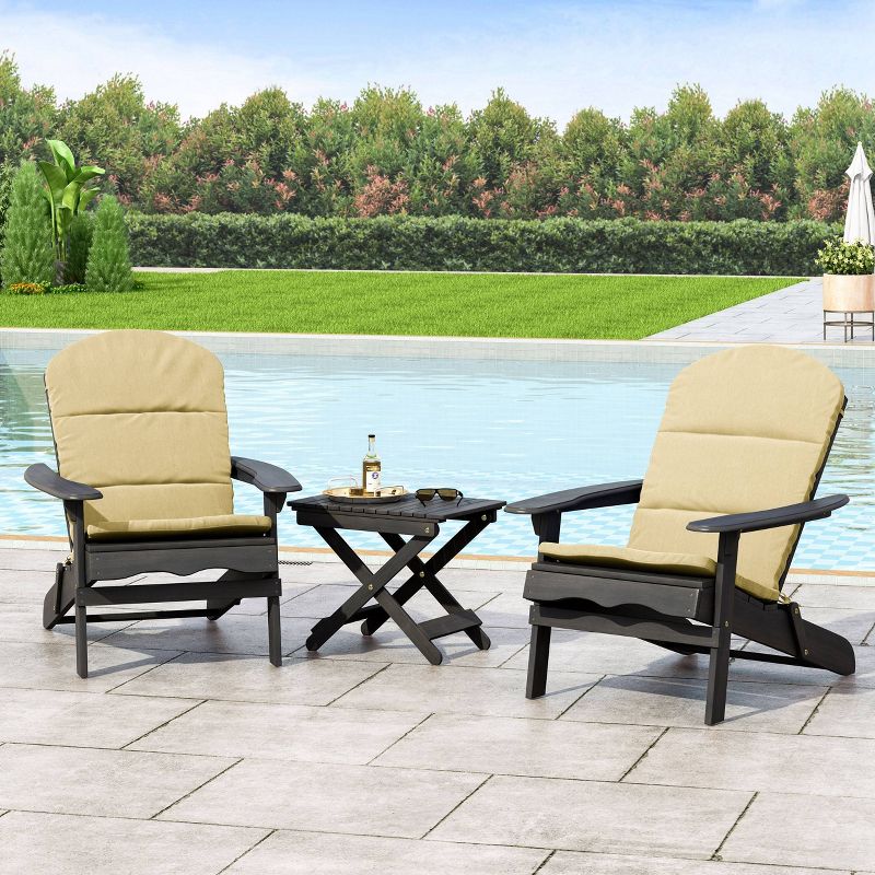 Malibu 3pc Outdoor 2 Seater Acacia Wood Chat Set with Cushions - Khaki/Dark Gray - Christopher Knight Home, 3 of 16
