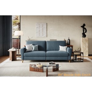 Small Spaces 84" Boucle Sofa Couch for Living Room, 3 Seater Sofa with Deep Seats, Wide Armrests, Wood Legs, Modern Loveseat Couch - 1 of 4