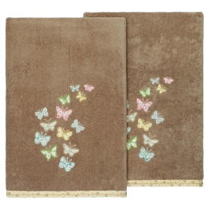 Linum Home Textiles 100% Turkish Cotton MARIPOSA Embellished Towel Set - 1 of 4