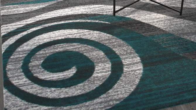 Emma and Oliver Contemporary Swirl Plush Pile Accent Rug with Scraped Effect and Jute Backing, 2 of 7, play video