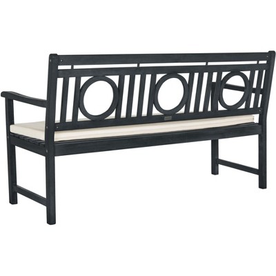 Montclair Transitional Acacia Wood 3-Seat Outdoor Bench in Beige/Black