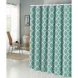 Kate Aurora Aqua Trellis Clover Lattic Design Fabric Shower Curtain - 70 in. W x 72 in. L
