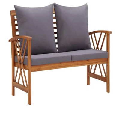 Patio Bench with Cushions 46.9" Solid Acacia Wood