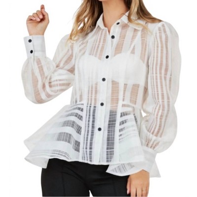 Women's Sheer Long Sleeve Blouse - CQbyCQ