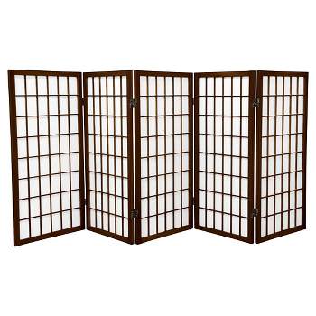 3 ft. Tall Window Pane Shoji Screen - Walnut (5 Panels) - Oriental Furniture