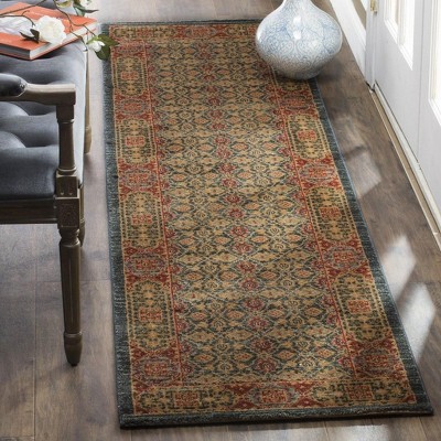 Traditional Red and Blue Synthetic Runner Rug, 2'2" x 6'
