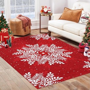 Christmas Snowflake Area Rug,2x3 Rug Washable Non Slip for Entryway,Soft Low Pile Christmas Door Mat - 1 of 4
