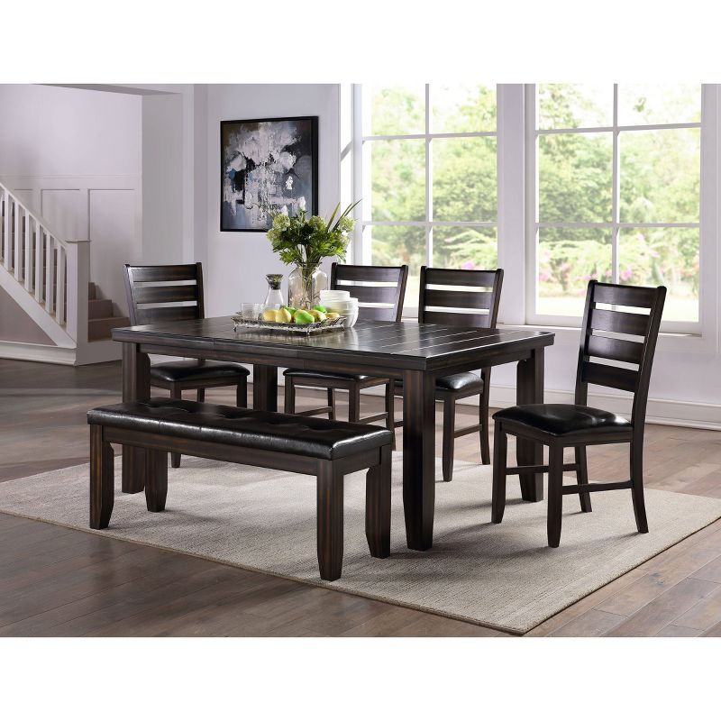 Urbana Extendable Dining Table Wood/Espresso with Black Faux Leather - Acme Furniture, 5 of 7