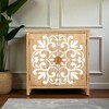 Mshliw Rustic Wooden Accent Cabinet with Floral Carved Doors, 2-Door Storage Cabinet for Living Room Entryway Dining Room - 2 of 4