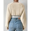 Women's Long Sleeve Open Front Knitted Crop Sweater Cardigan Drop Shoulder Knit Bolero Shrug - 4 of 4