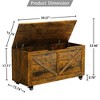 Alilang 39.36 inches Rustic Wooden Storage Chest with Hinged Lid and Rolling Casters-Brown - 4 of 4