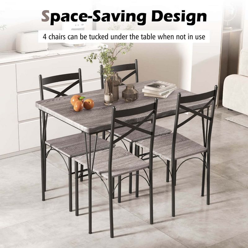 Costway 5-Piece Dining Table Set Modern Rectangular Dining Table & 4 Dining Chairs Set, 5 of 11
