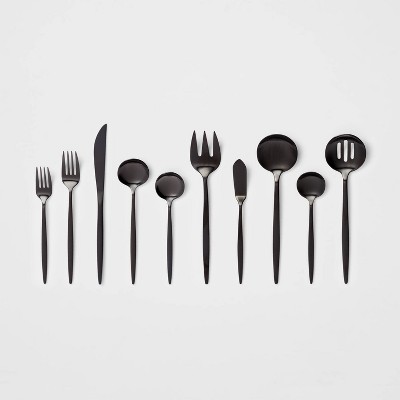 48-Piece Matte Black Silverware Set with Steak Knives, Black Flatware Set  for 8 