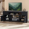 TV Stand for 75/80 Inch TV, Farmhouse Entertainment Center with Drawers & Power Outlet, TV Console for Living Room,Black - 2 of 4