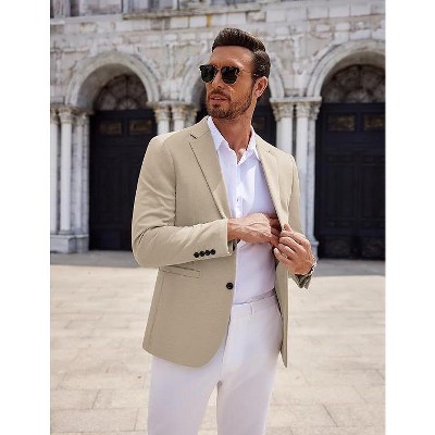 COOFANDY Men's Casual Knit Blazer Two Button Lightweight Sport Coats Suit Jacket Olive Green XXL — фото 4