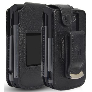 Nakedcellphone Vegan Leather Case with Belt Clip for Verizon Orbic Journey V / L Flip Phone - Black - 1 of 4