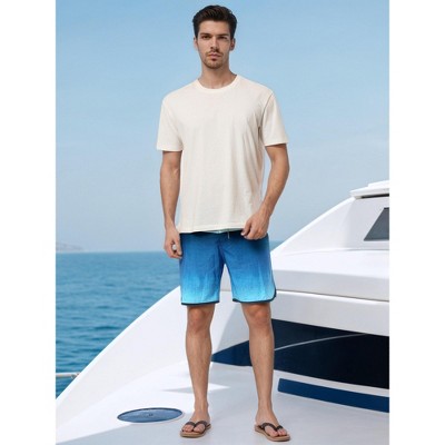 INSPIRE CHIC Men's Summer Drawstring Elastic Waist Color Block Long Board Shorts 38 Dark Blue — фото 3