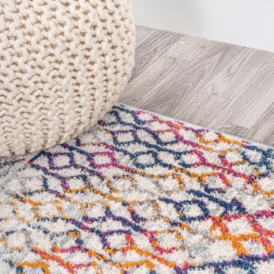 Moroccan Vintage Multi-Cream Geometric 3' x 5' Easy-Care Area Rug