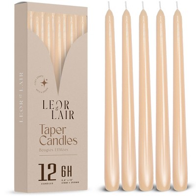 Leor & Lair Taper Candles - 12 Pack - 10" Tall Candlesticks for Dinner, Home Decor, Holiday, Wedding