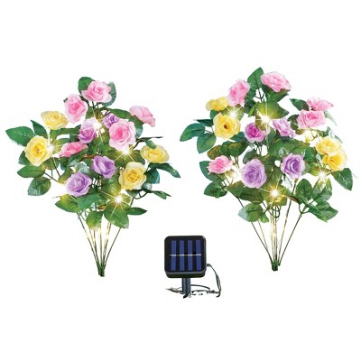 Collections Etc Adjustable Pastel Rose Stakes - Set of 2 NO SIZE