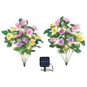 Collections Etc Adjustable Pastel Rose Stakes - Set of 2 NO SIZE - 1 of 3
