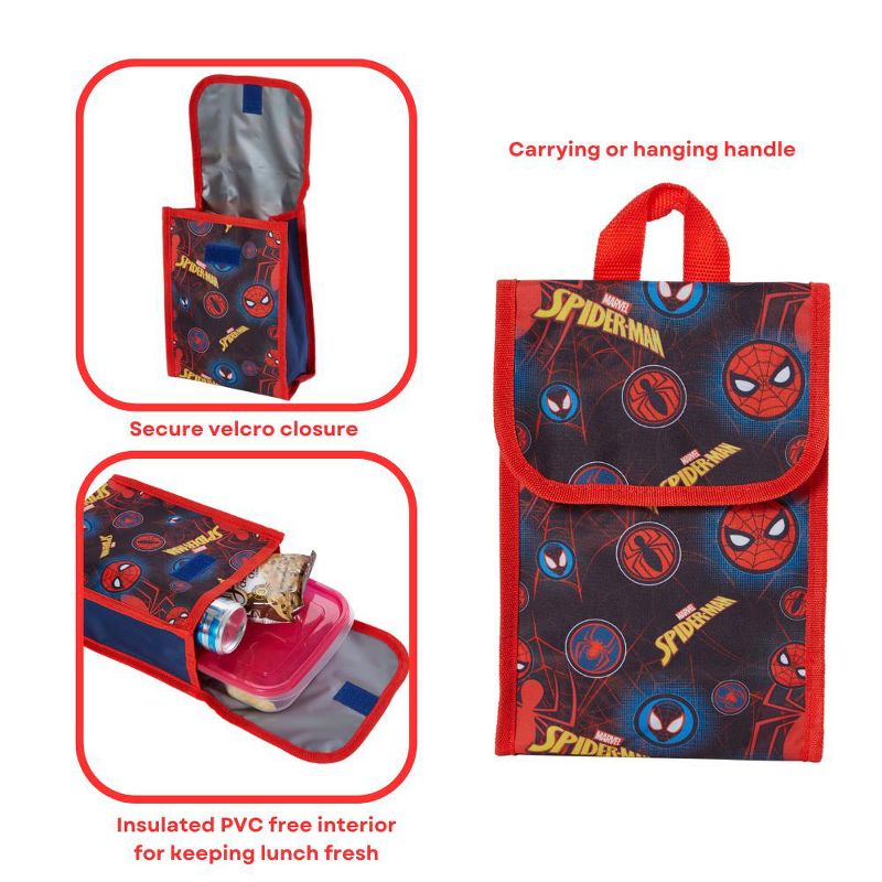 Marvel Spiderman Backpack Set for Kids, 16 inch with Lunch Bag and Water Bottle, 4 of 10