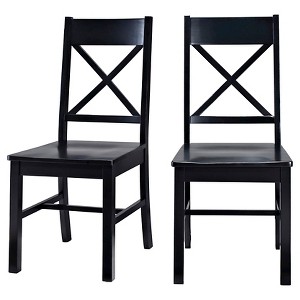 Antique Black Wood Dining Kitchen Chairs, Set of 2 - Saracina Home