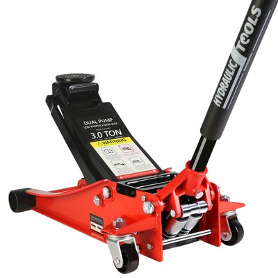 Floor Mounted Heavy-duty Steel Racing Jack with Dual Piston Rapid Lift Pump, Lifting Range 3.3 '' -19.7 ''