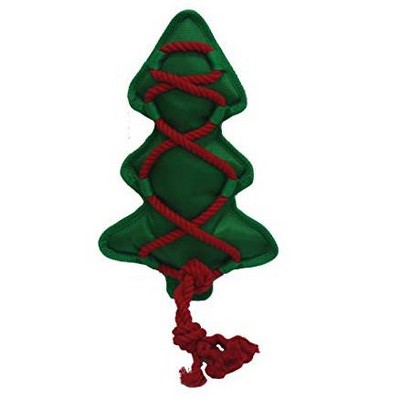 Multipet Christmas Canvas Tree Cross Rope & Squeaker Holiday Toy
