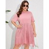 Women's Plus Size Sweetheart Neckline Dress Puff Long Sleeve A Line Slit Hem Midi Dress - 3 of 4