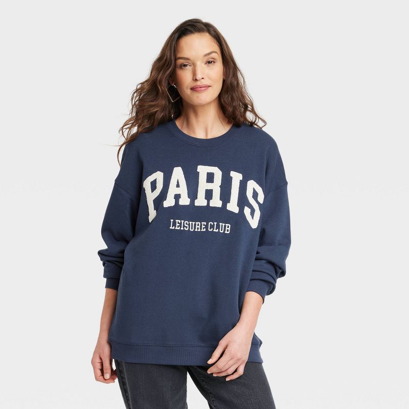 Women's Paris Graphic Sweatshirt - Blue, 1 of 8