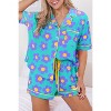 Pink Flower Print Short Sleeve Shirt Pajamas Set - 2 of 2