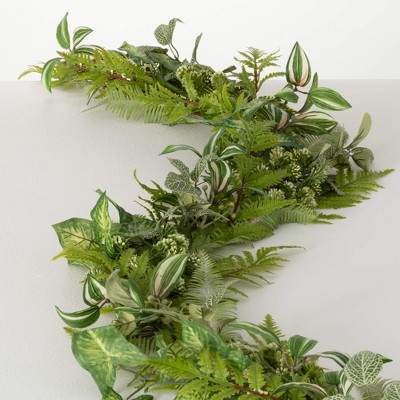 Sullivans Artificial 72" Mixed Foliage Garland, Green