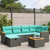 vidaXL 7 Piece Patio Sofa Set with Cushions Black Poly Rattan - 2 of 4