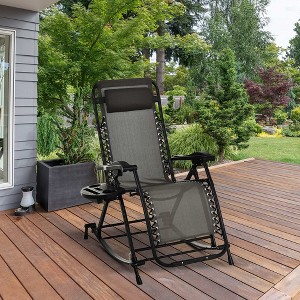 TiramisuBest Set of 2 Zero Cravity Lounge Chairs,Outdoor Patio Folding Recliners for Pool Beach with Pillow and Cup Holder, Black - 1 of 4