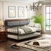 APRILSOUL Daybed with Trundle, Sturdy Metal Twin Bed Frame with Upholstered Headboard for Living Room - 3 of 4