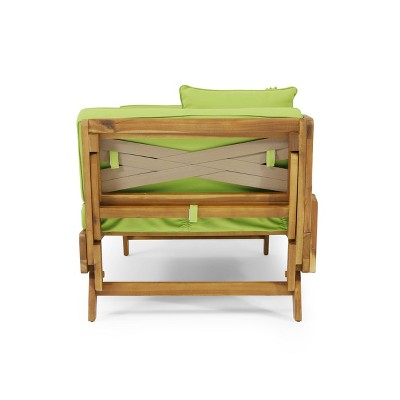 Expandable Teak Daybed with Light Green Cushions