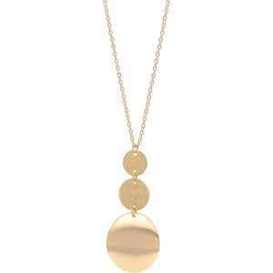 Long Disc Pendant Necklace for Women 18K Gold Plated Sweater Chain Fashion Jewelry - 1 of 4